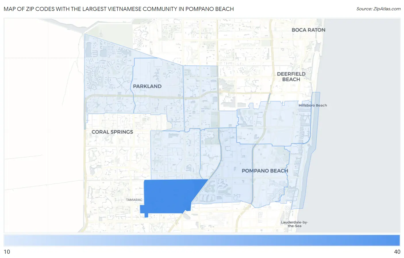 Zip Codes with the Largest Vietnamese Community in Pompano Beach Map
