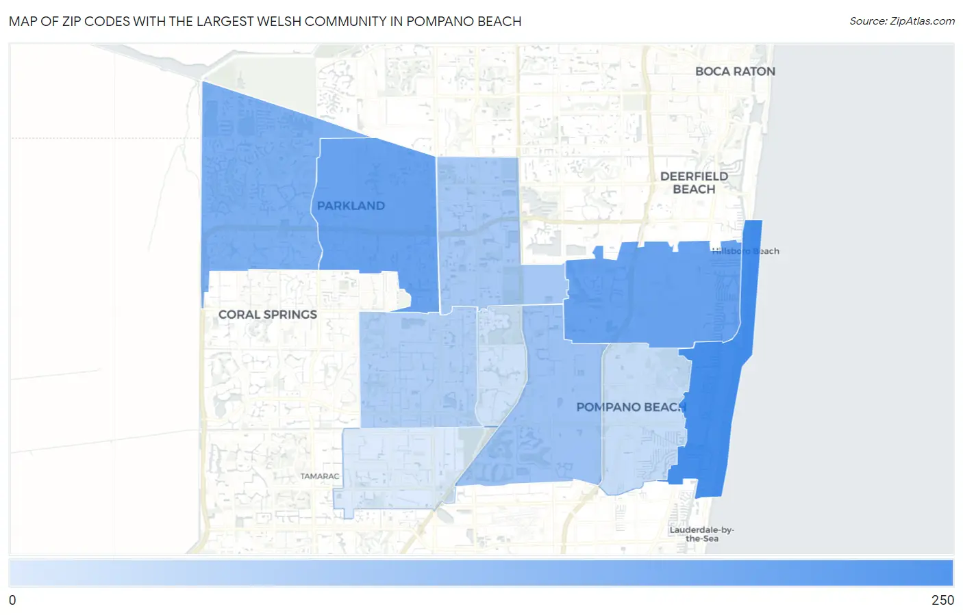 Zip Codes with the Largest Welsh Community in Pompano Beach Map