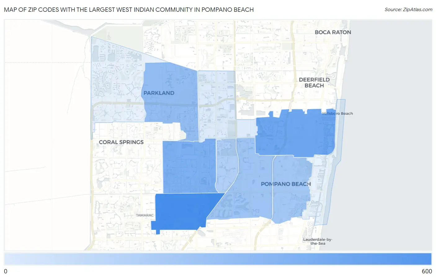 Zip Codes with the Largest West Indian Community in Pompano Beach Map