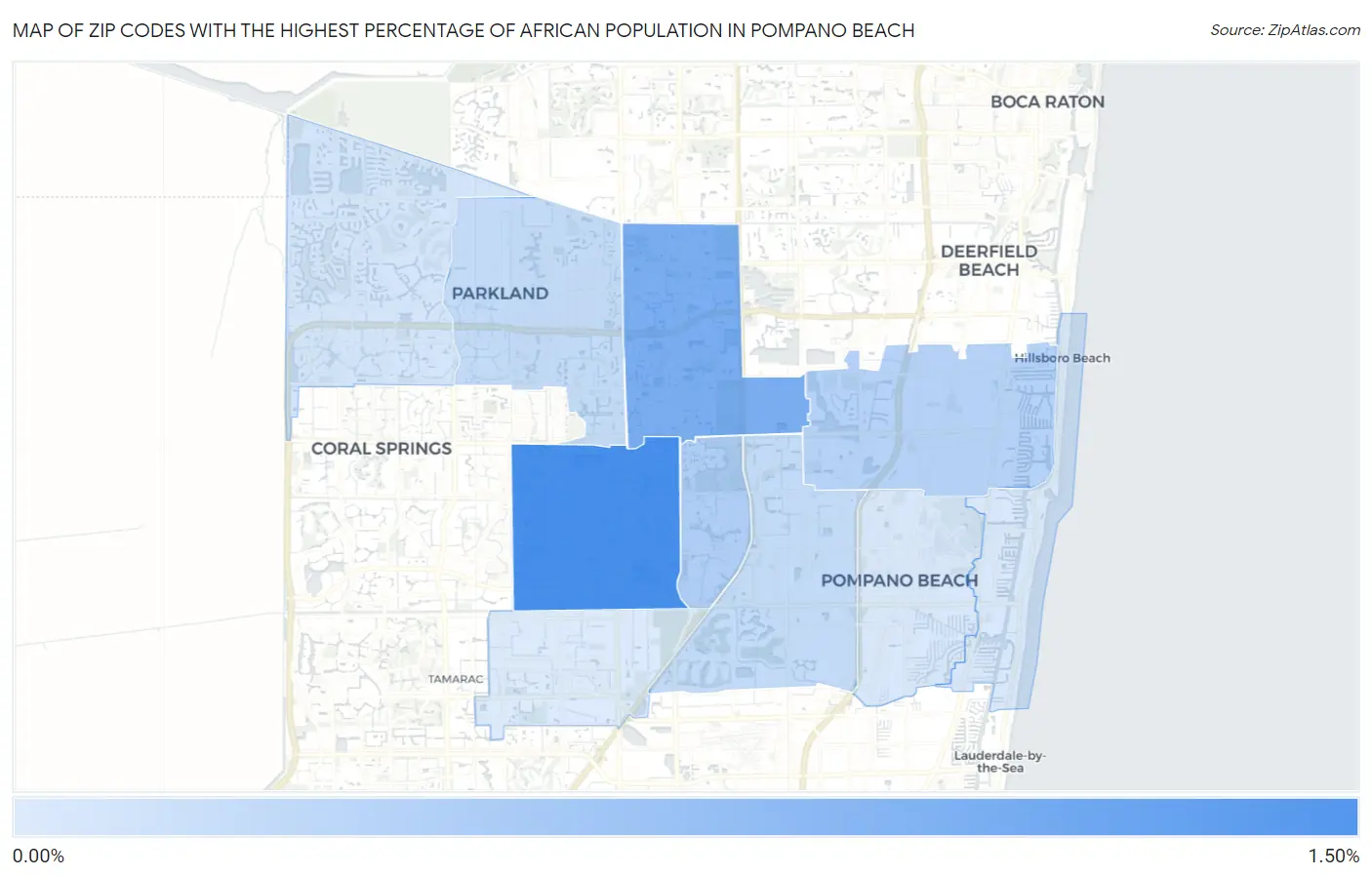 Zip Codes with the Highest Percentage of African Population in Pompano Beach Map