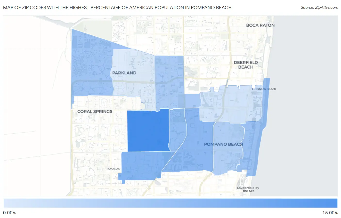 Zip Codes with the Highest Percentage of American Population in Pompano Beach Map