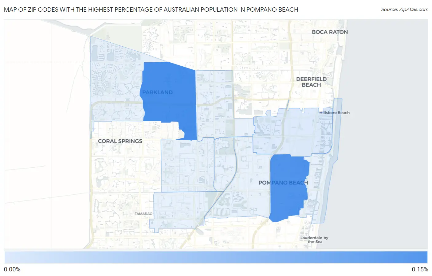 Zip Codes with the Highest Percentage of Australian Population in Pompano Beach Map
