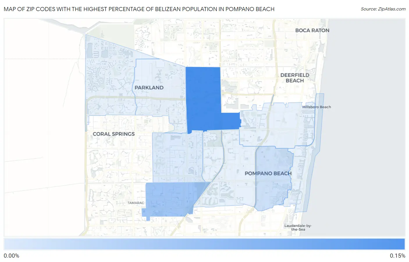 Zip Codes with the Highest Percentage of Belizean Population in Pompano Beach Map