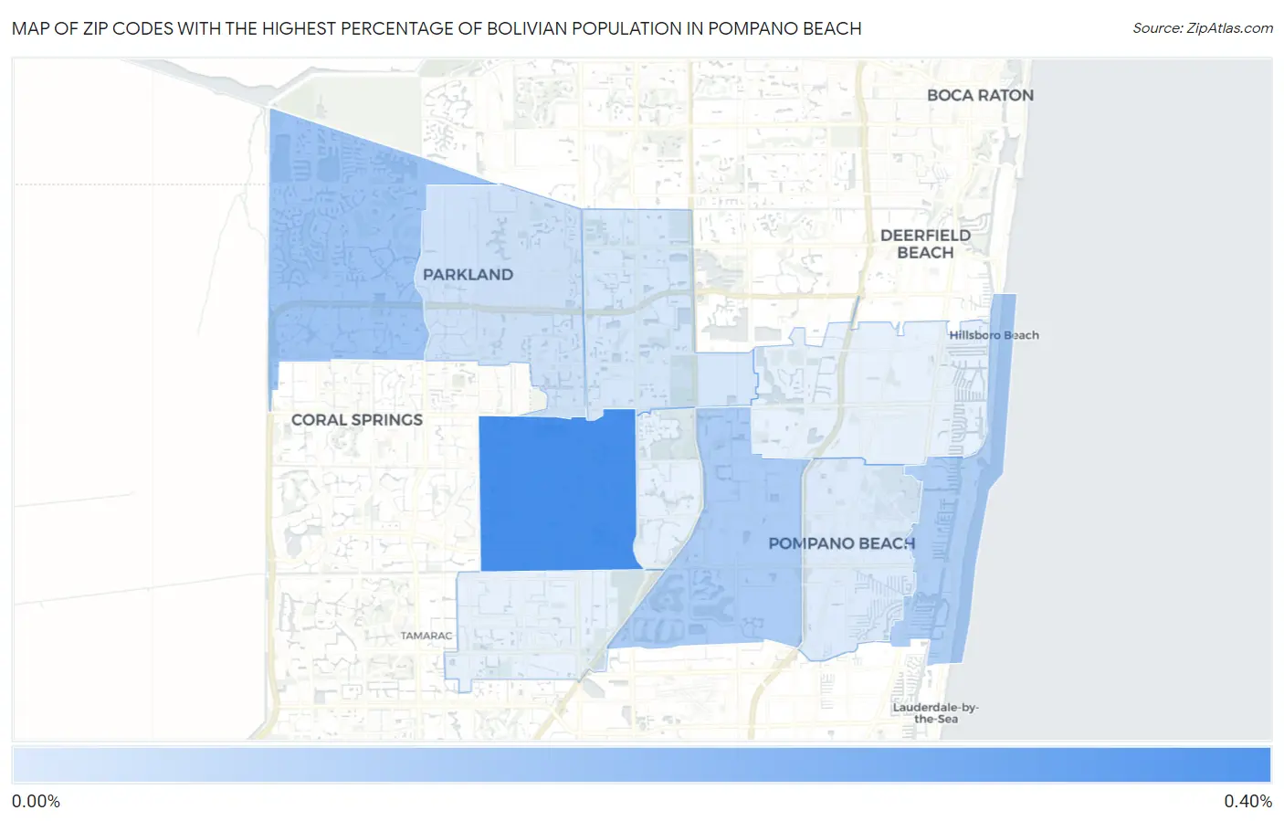 Zip Codes with the Highest Percentage of Bolivian Population in Pompano Beach Map