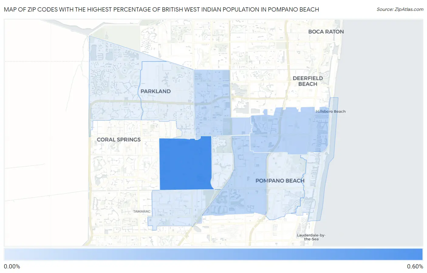 Zip Codes with the Highest Percentage of British West Indian Population in Pompano Beach Map