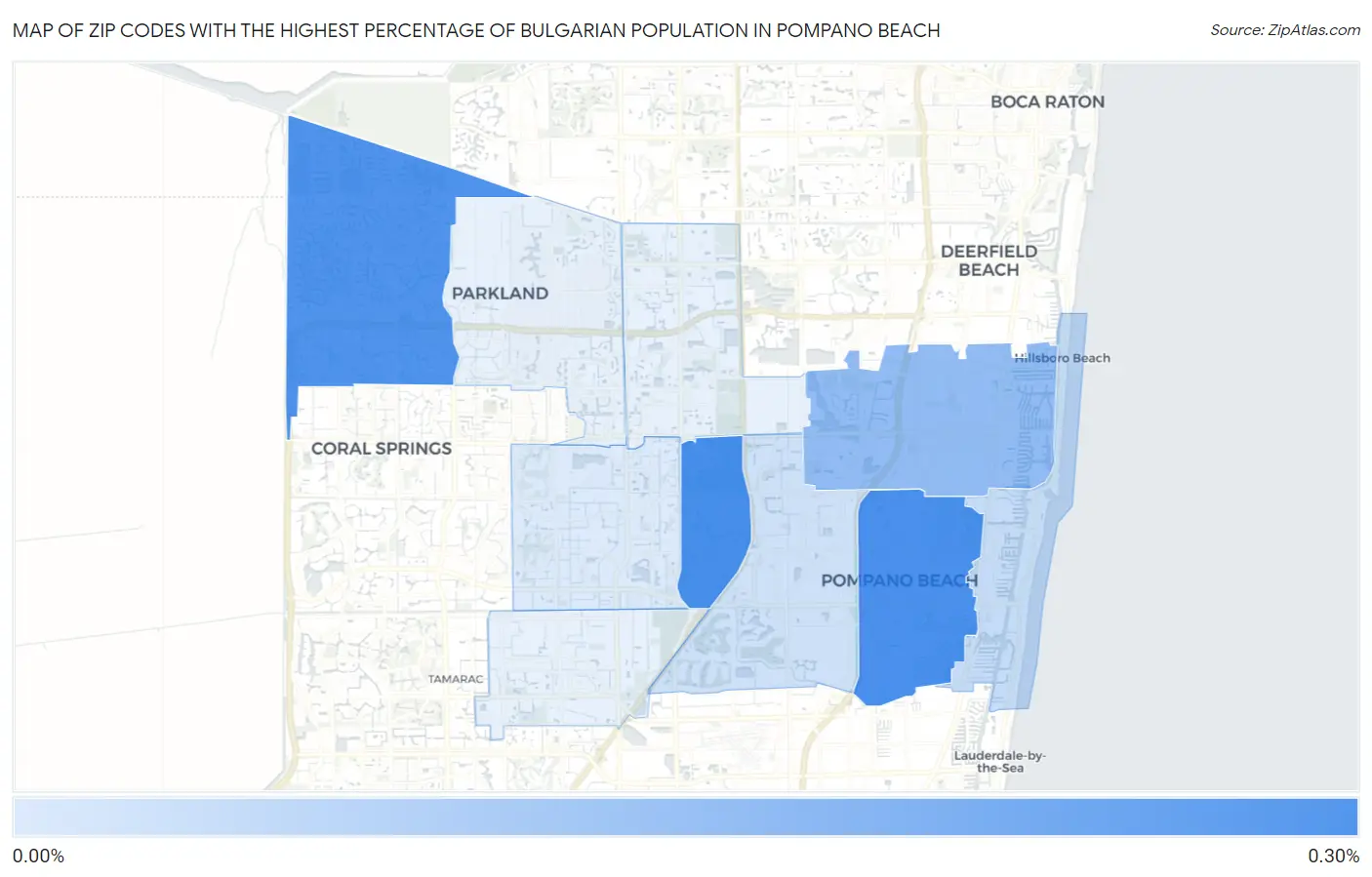 Zip Codes with the Highest Percentage of Bulgarian Population in Pompano Beach Map