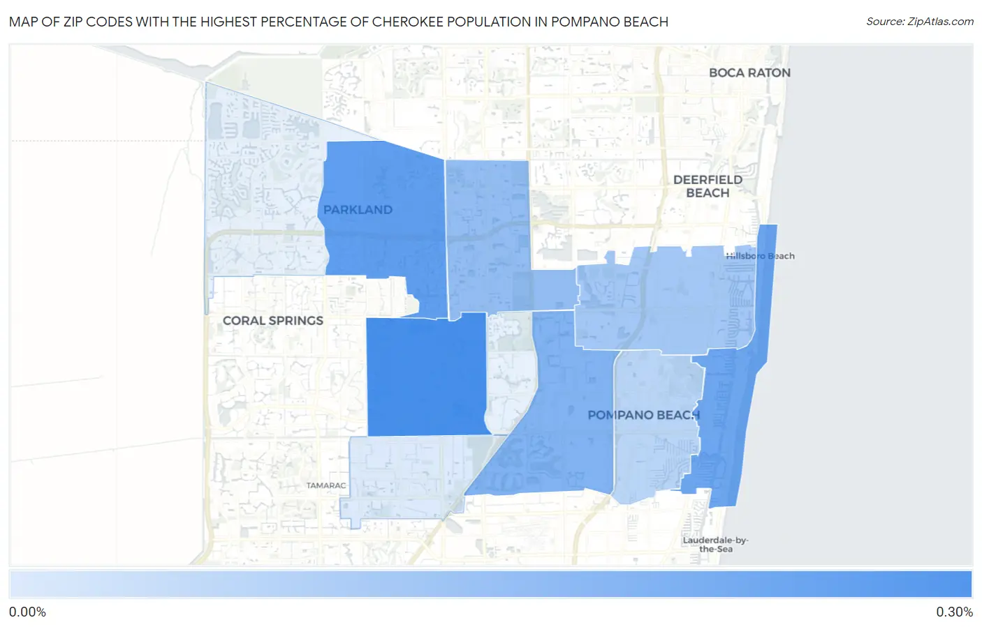 Zip Codes with the Highest Percentage of Cherokee Population in Pompano Beach Map