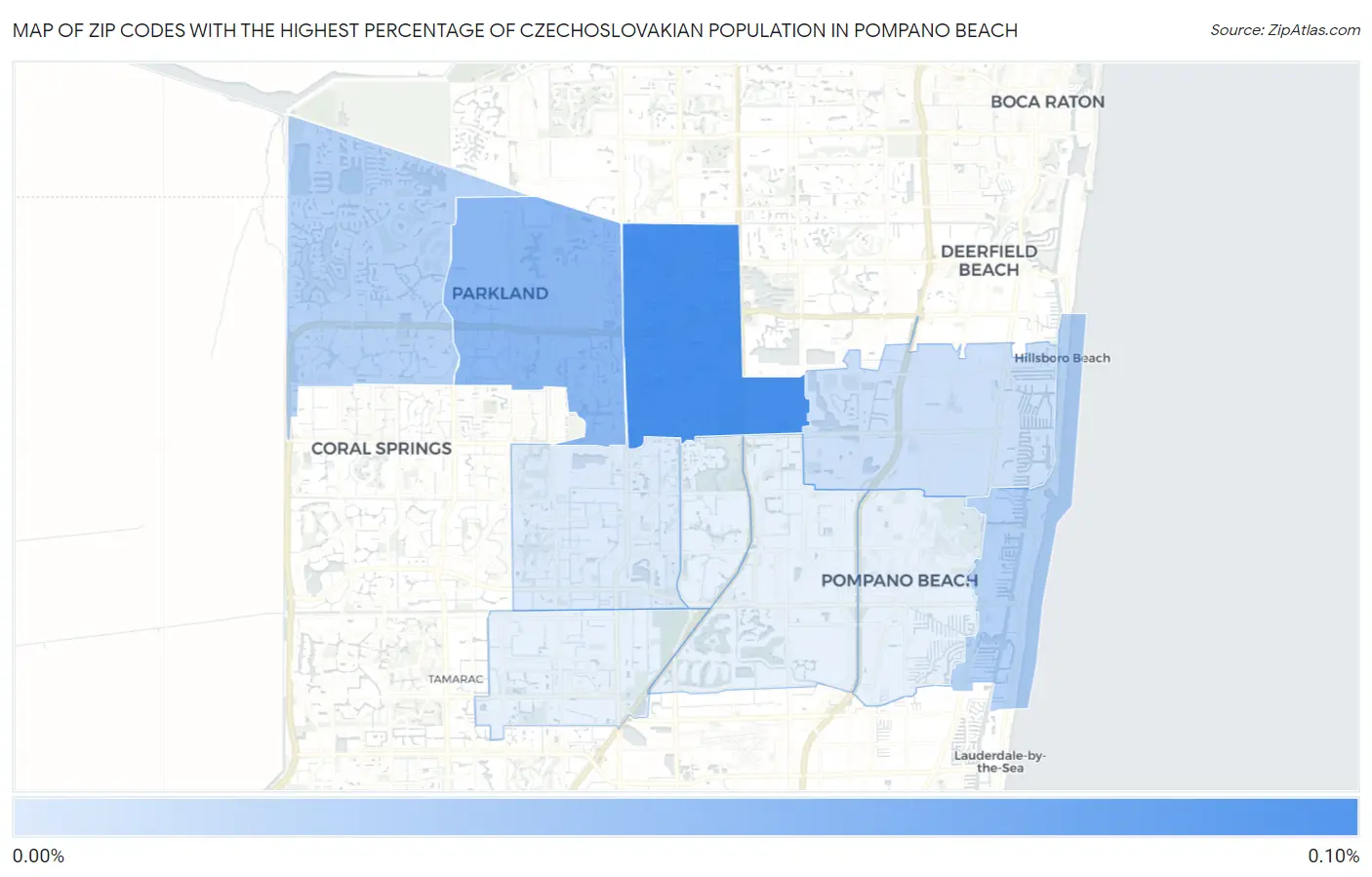 Zip Codes with the Highest Percentage of Czechoslovakian Population in Pompano Beach Map