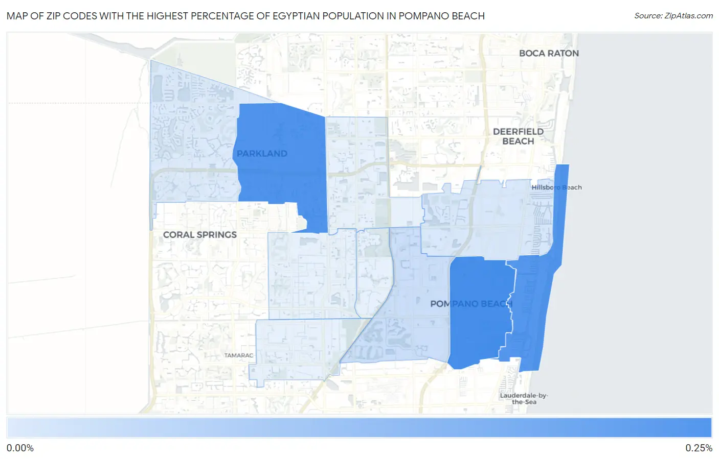 Zip Codes with the Highest Percentage of Egyptian Population in Pompano Beach Map