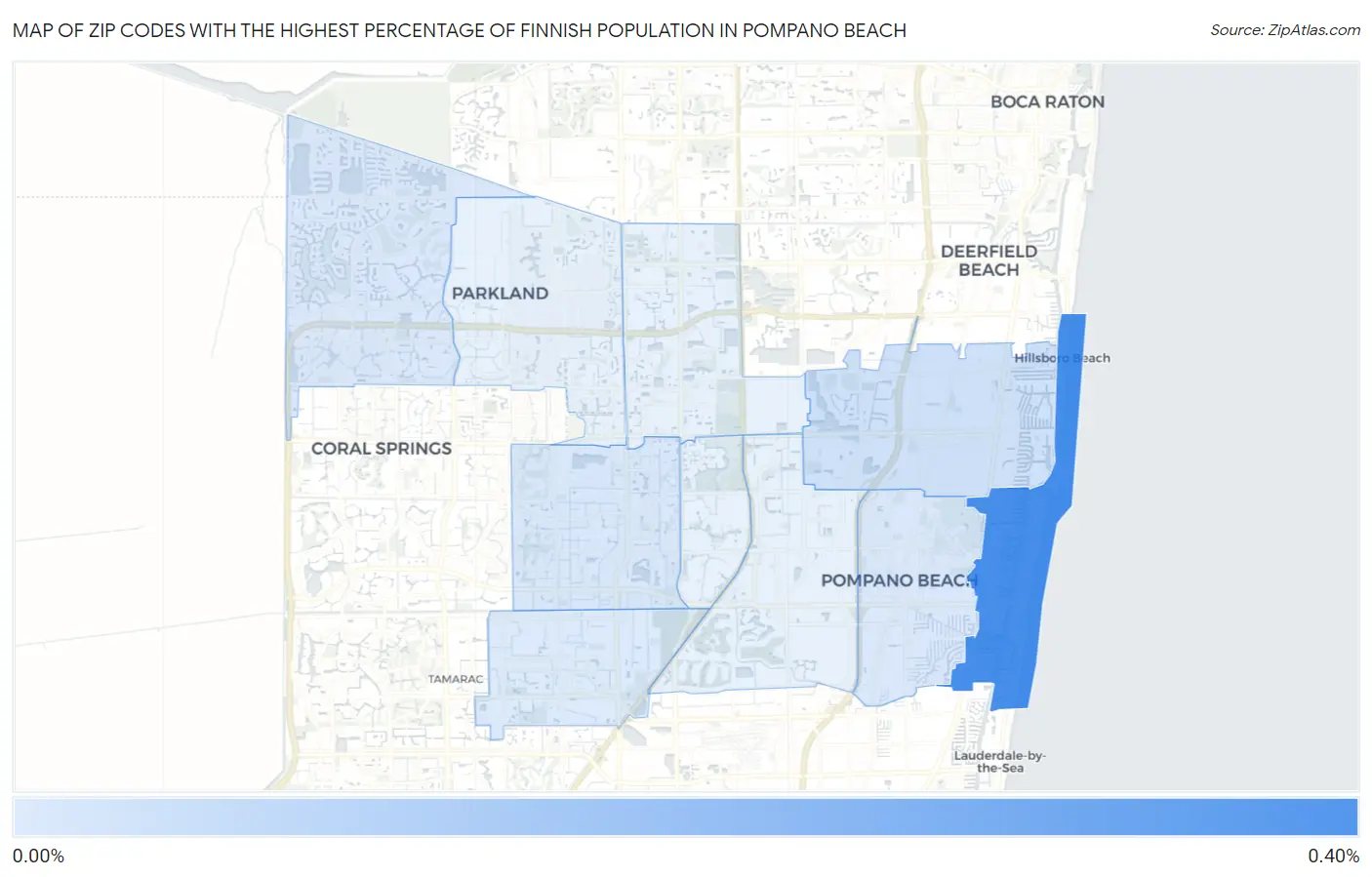 Zip Codes with the Highest Percentage of Finnish Population in Pompano Beach Map