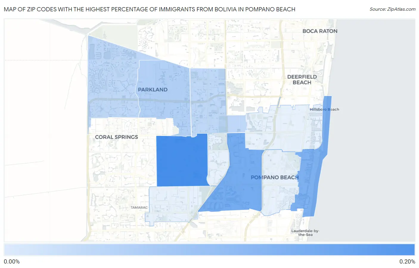 Zip Codes with the Highest Percentage of Immigrants from Bolivia in Pompano Beach Map
