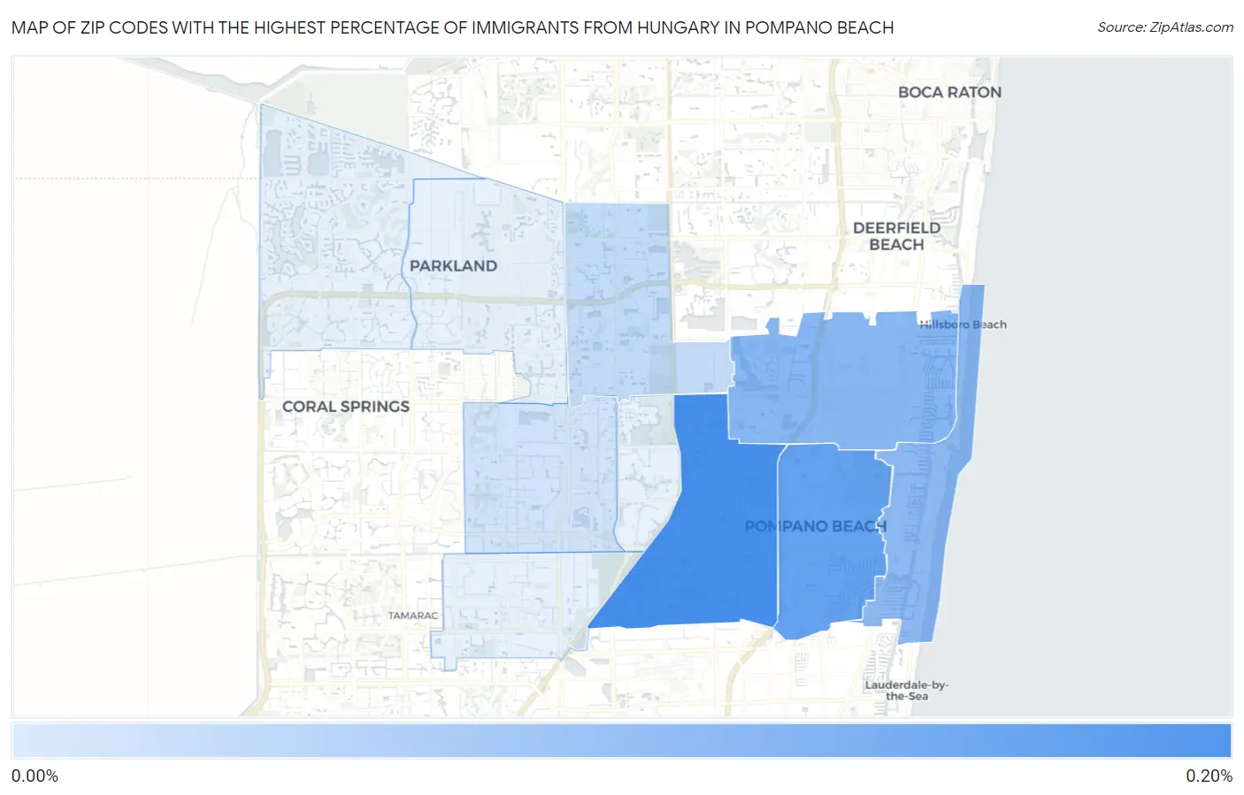 Zip Codes with the Highest Percentage of Immigrants from Hungary in Pompano Beach Map