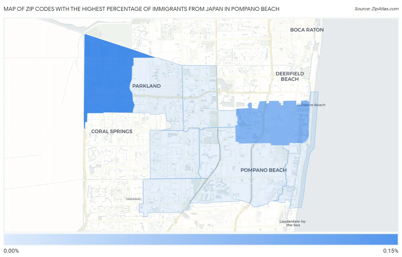 Zip Codes with the Highest Percentage of Immigrants from Japan in Pompano Beach Map