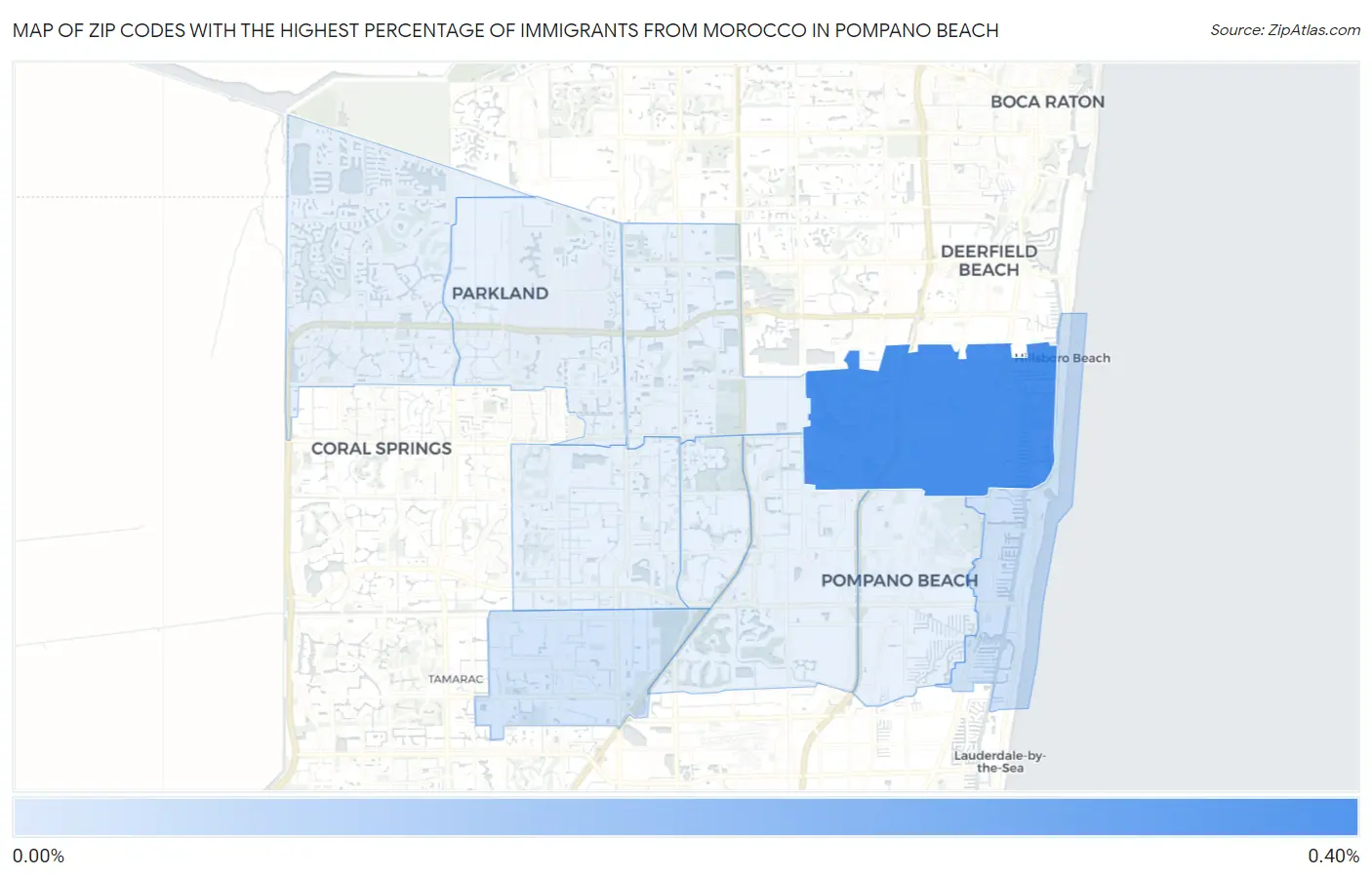 Zip Codes with the Highest Percentage of Immigrants from Morocco in Pompano Beach Map