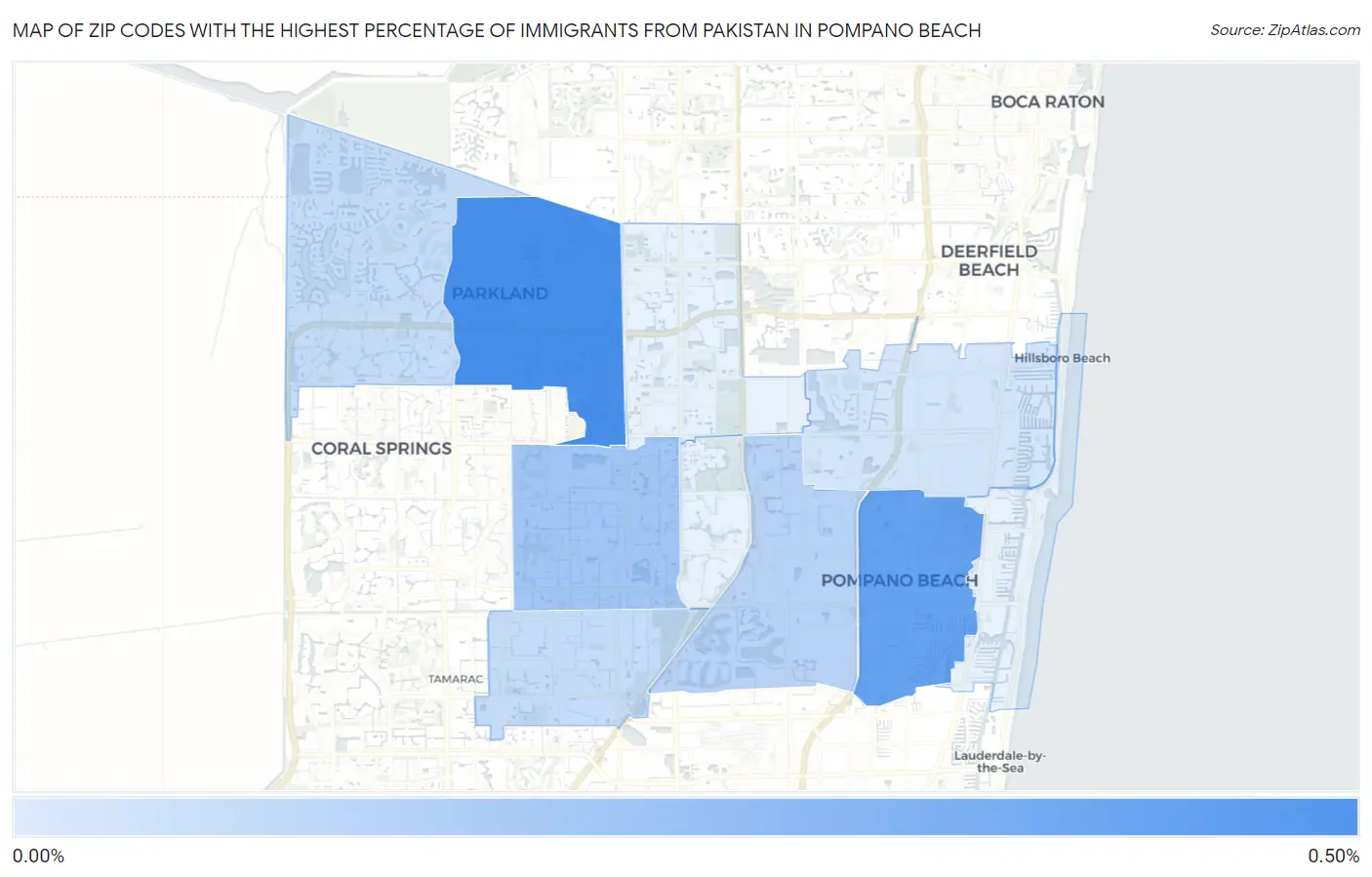Zip Codes with the Highest Percentage of Immigrants from Pakistan in Pompano Beach Map