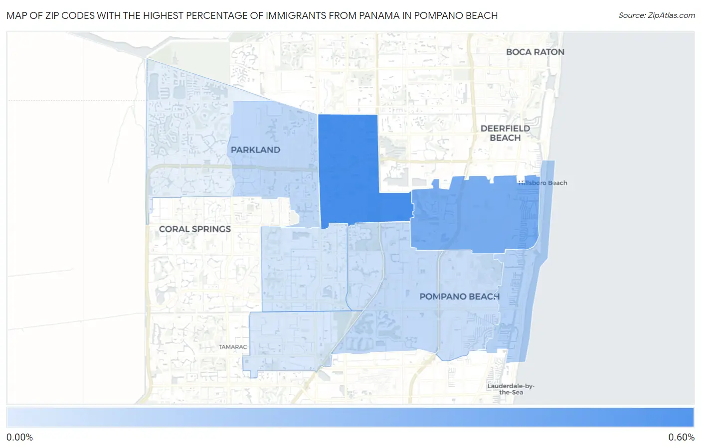Zip Codes with the Highest Percentage of Immigrants from Panama in Pompano Beach Map