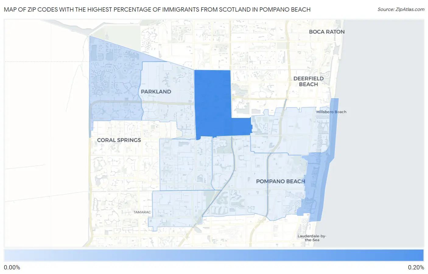 Zip Codes with the Highest Percentage of Immigrants from Scotland in Pompano Beach Map
