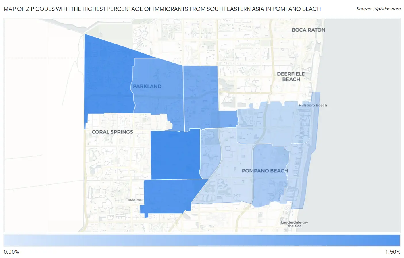 Zip Codes with the Highest Percentage of Immigrants from South Eastern Asia in Pompano Beach Map
