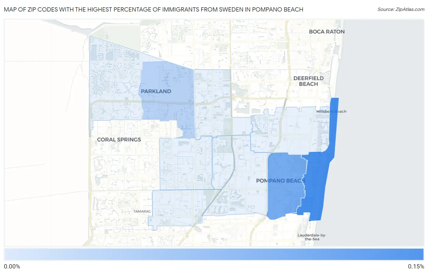 Zip Codes with the Highest Percentage of Immigrants from Sweden in Pompano Beach Map