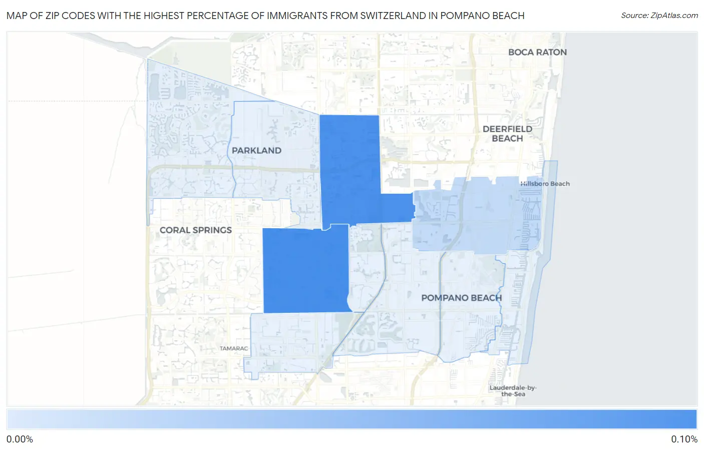 Zip Codes with the Highest Percentage of Immigrants from Switzerland in Pompano Beach Map