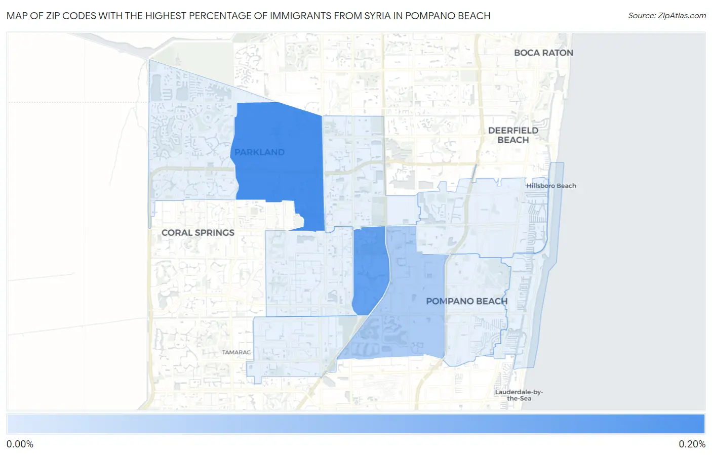 Zip Codes with the Highest Percentage of Immigrants from Syria in Pompano Beach Map
