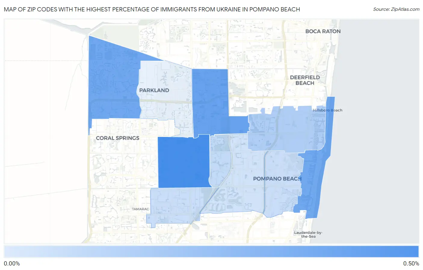 Zip Codes with the Highest Percentage of Immigrants from Ukraine in Pompano Beach Map