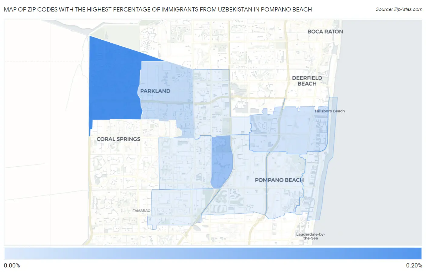 Zip Codes with the Highest Percentage of Immigrants from Uzbekistan in Pompano Beach Map