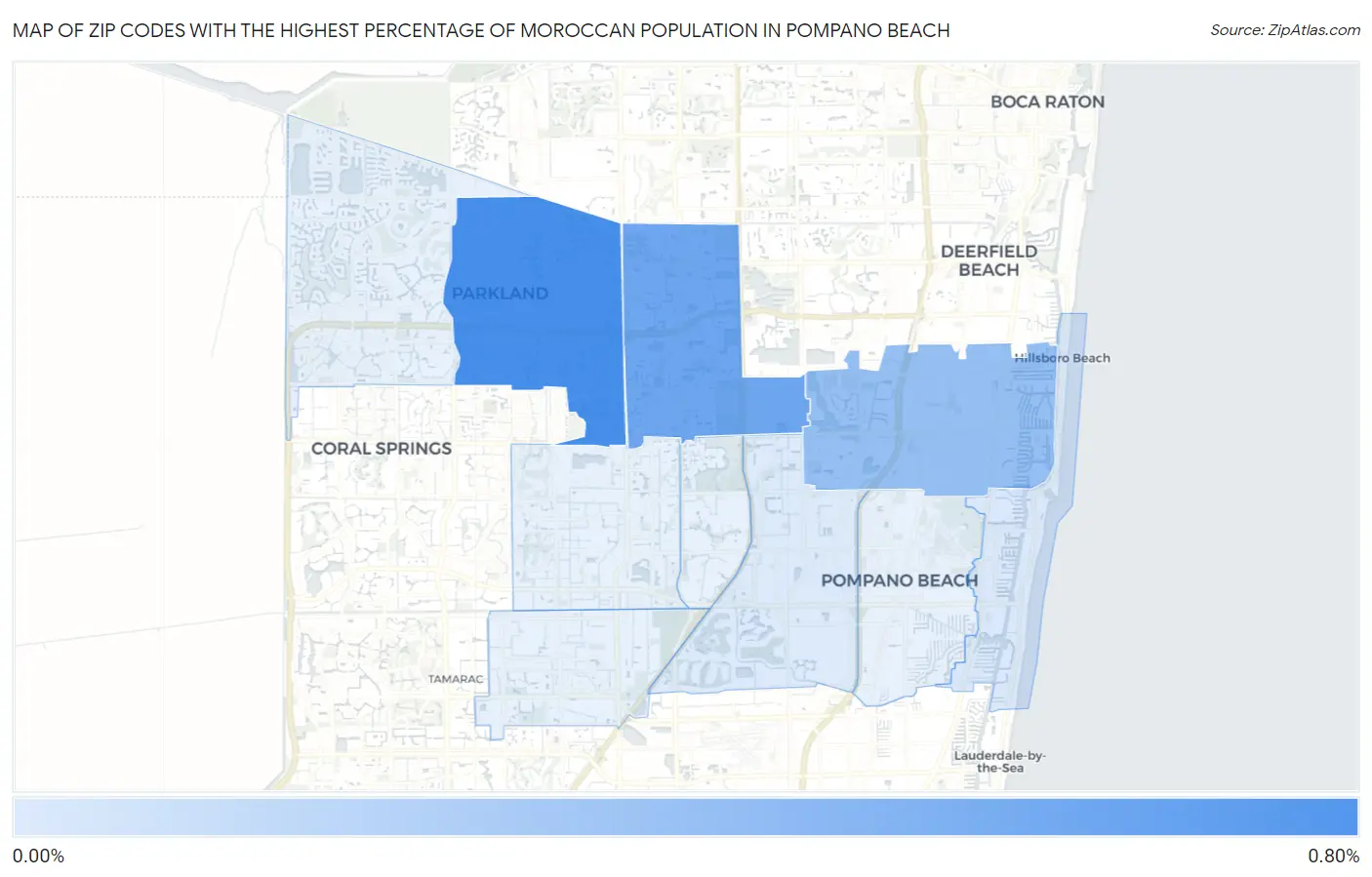 Zip Codes with the Highest Percentage of Moroccan Population in Pompano Beach Map