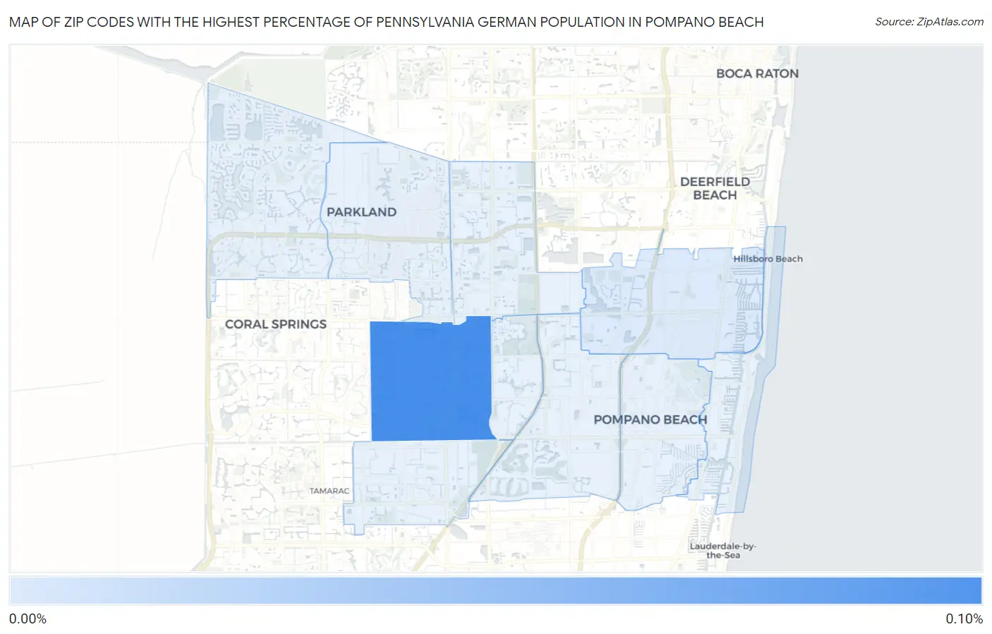 Zip Codes with the Highest Percentage of Pennsylvania German Population in Pompano Beach Map