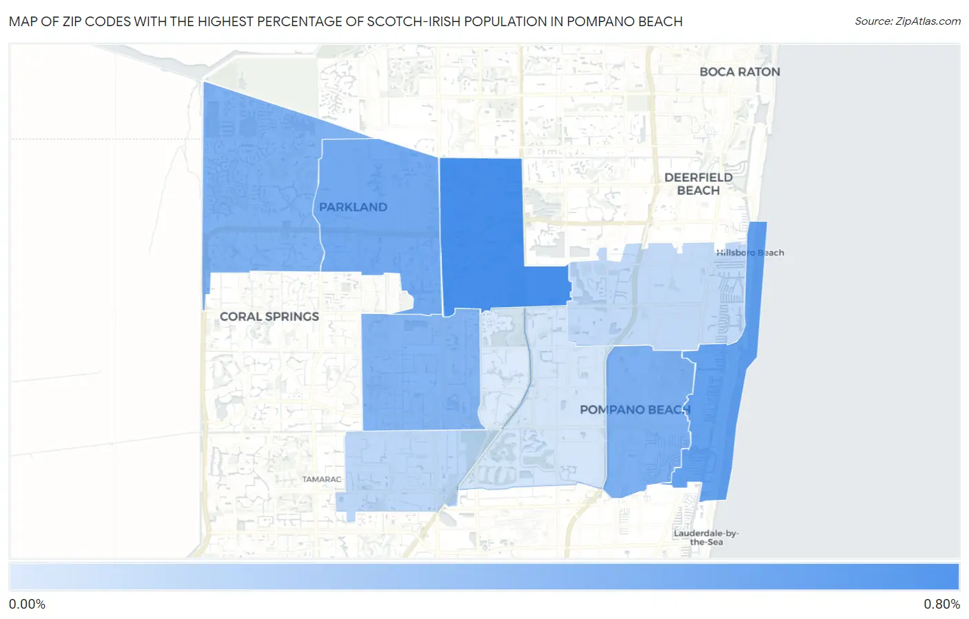 Zip Codes with the Highest Percentage of Scotch-Irish Population in Pompano Beach Map