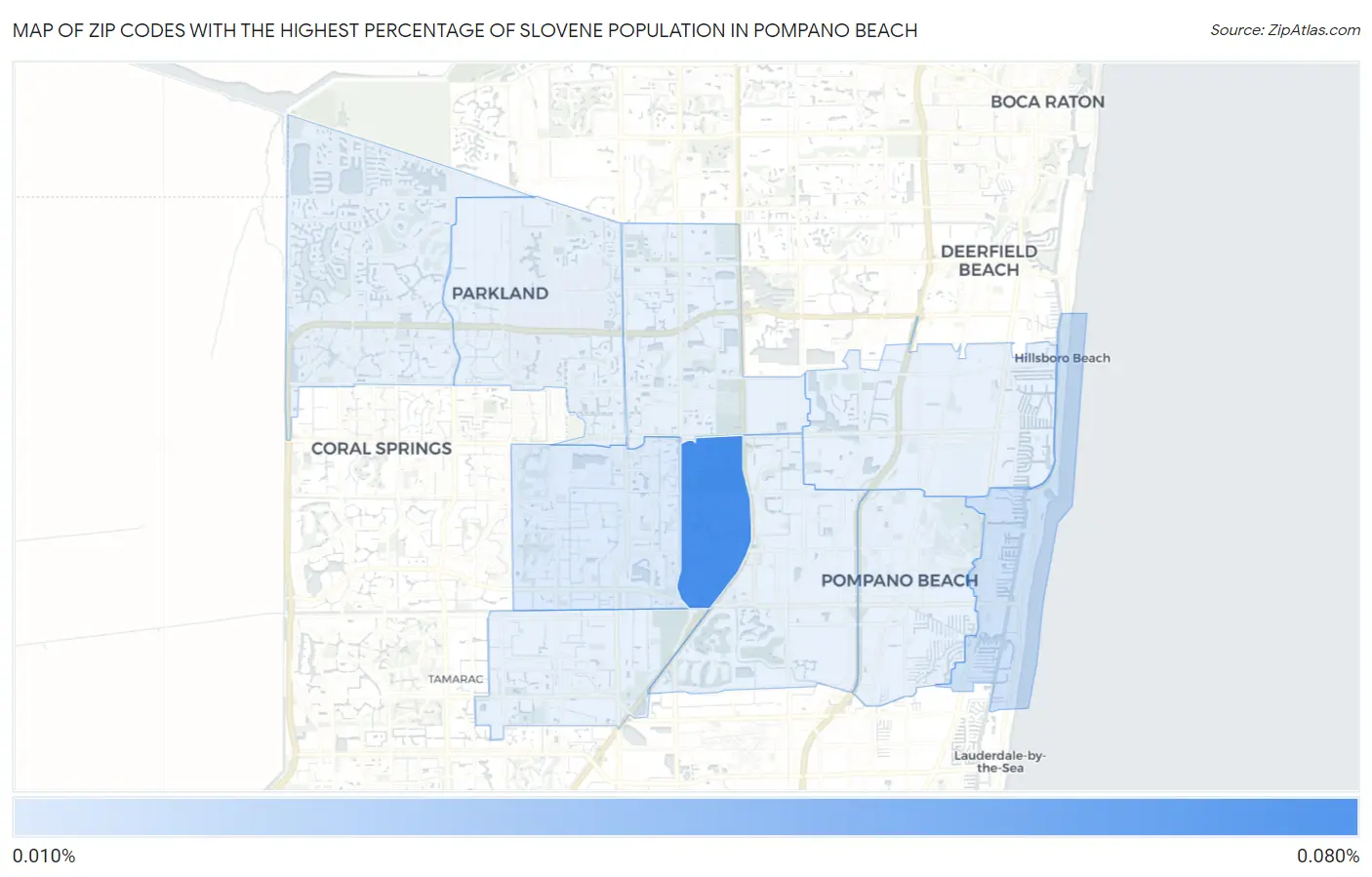 Zip Codes with the Highest Percentage of Slovene Population in Pompano Beach Map
