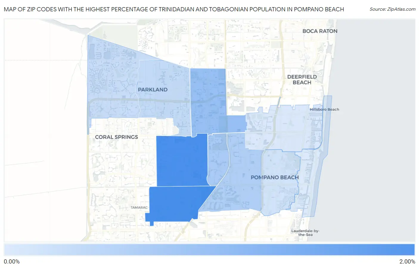 Zip Codes with the Highest Percentage of Trinidadian and Tobagonian Population in Pompano Beach Map