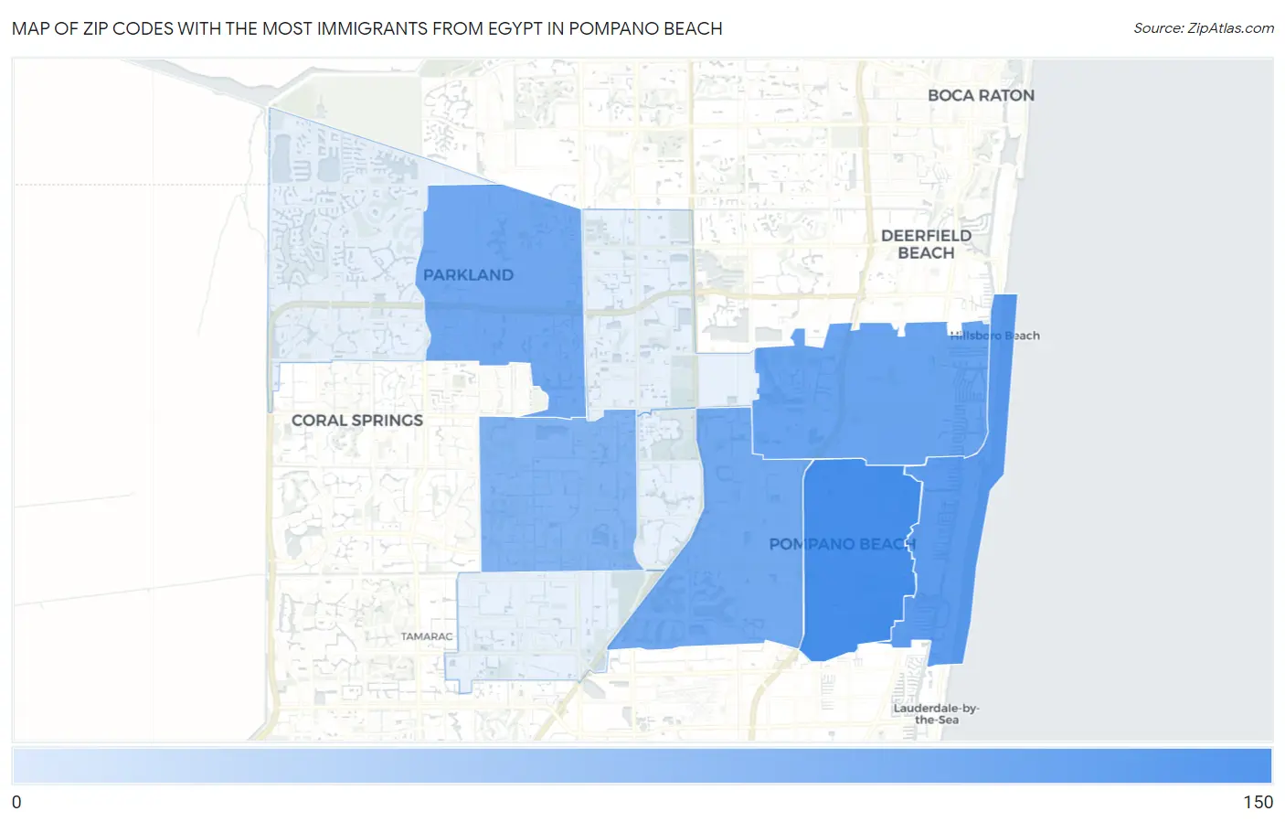 Zip Codes with the Most Immigrants from Egypt in Pompano Beach Map