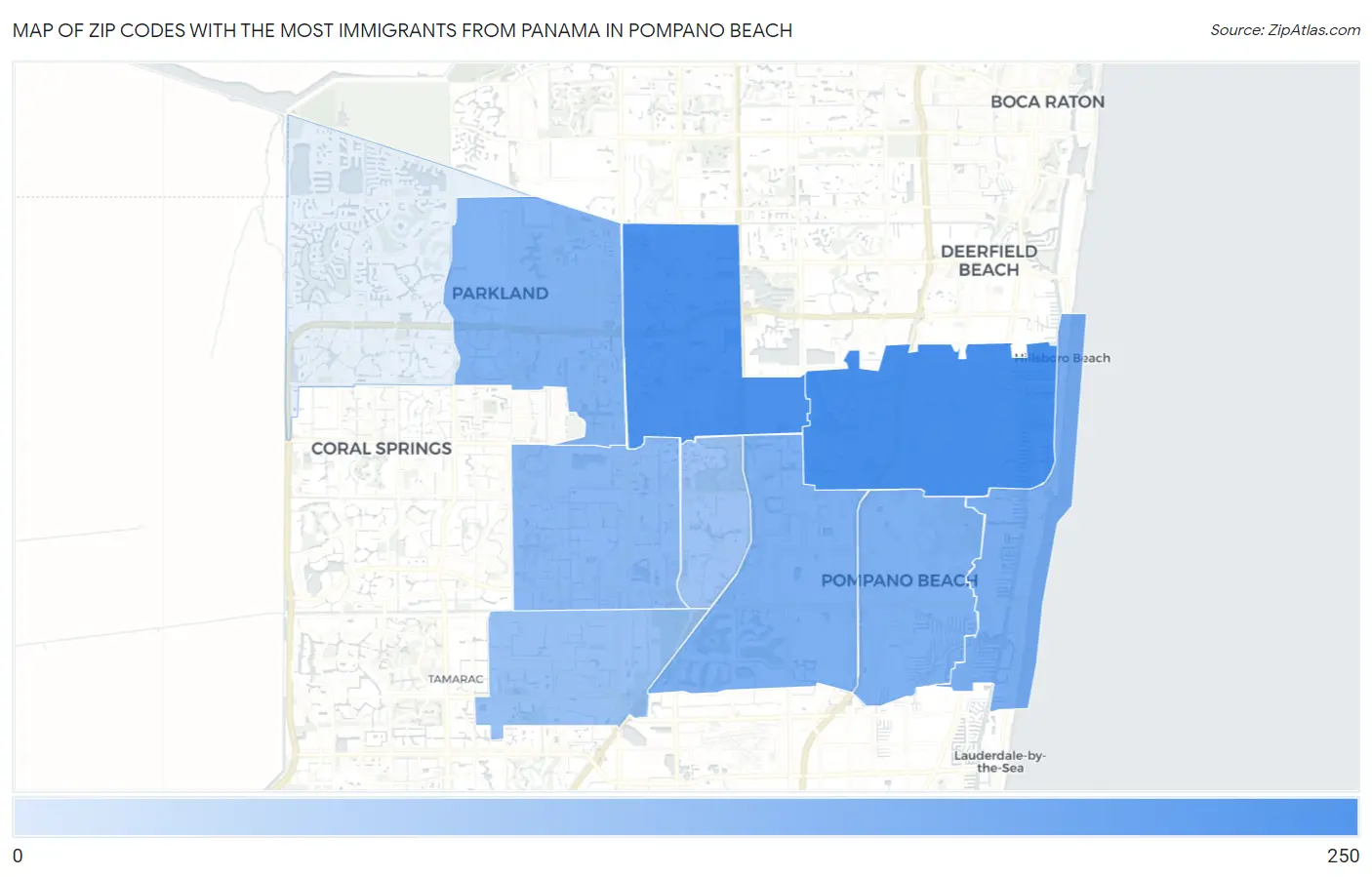 Zip Codes with the Most Immigrants from Panama in Pompano Beach Map