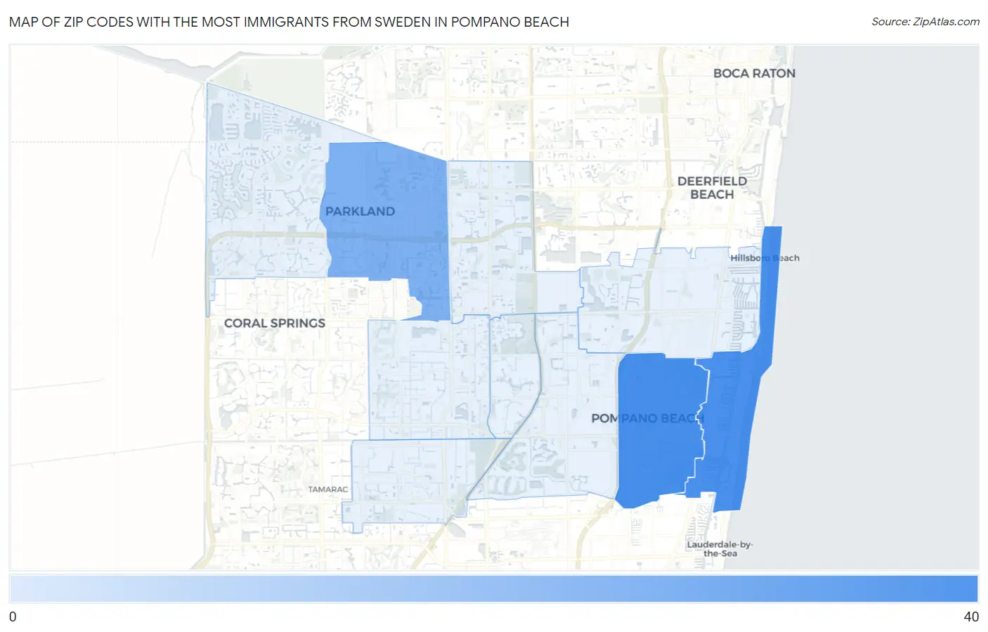 Zip Codes with the Most Immigrants from Sweden in Pompano Beach Map