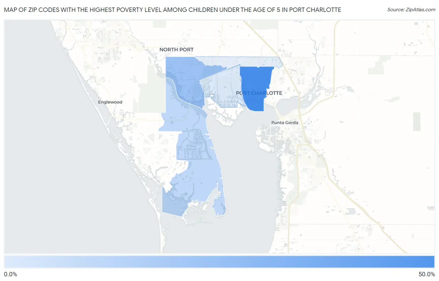 Zip Codes with the Highest Poverty Level Among Children Under the Age of 5 in Port Charlotte Map