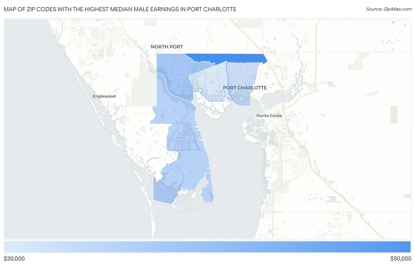 Zip Codes with the Highest Median Male Earnings in Port Charlotte Map