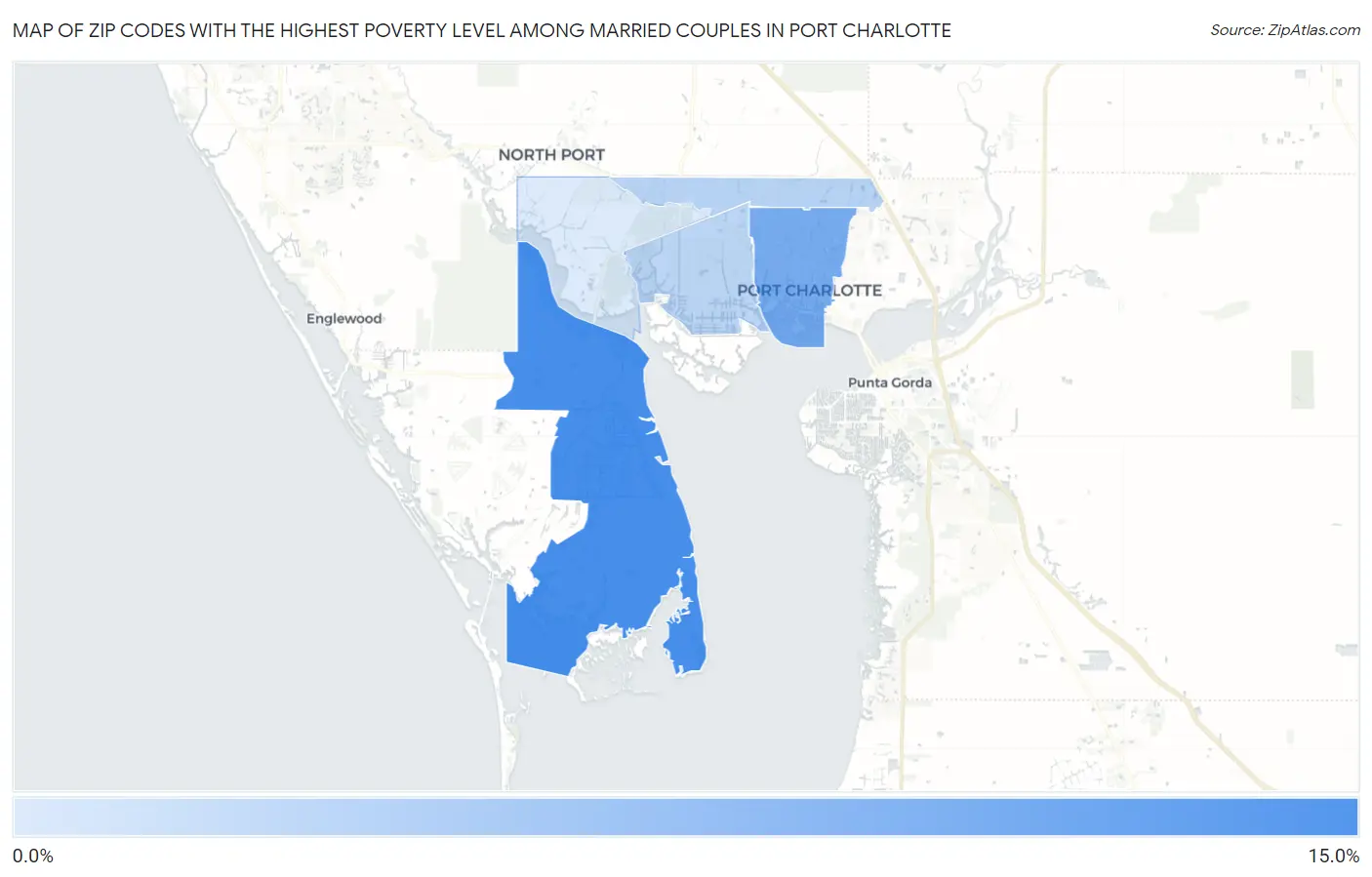 Zip Codes with the Highest Poverty Level Among Married Couples in Port Charlotte Map