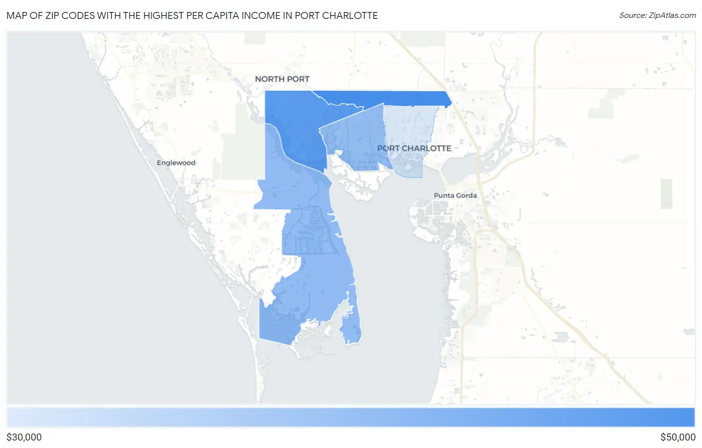 Zip Codes with the Highest Per Capita Income in Port Charlotte Map