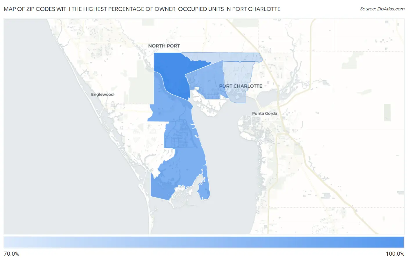 Zip Codes with the Highest Percentage of Owner-Occupied Units in Port Charlotte Map