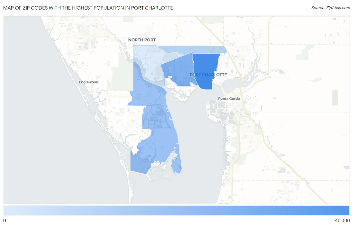 Zip Codes with the Highest Population in Port Charlotte Map