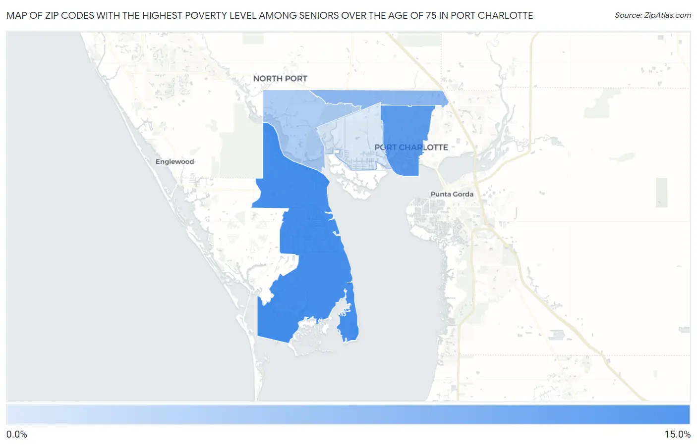 Zip Codes with the Highest Poverty Level Among Seniors Over the Age of 75 in Port Charlotte Map