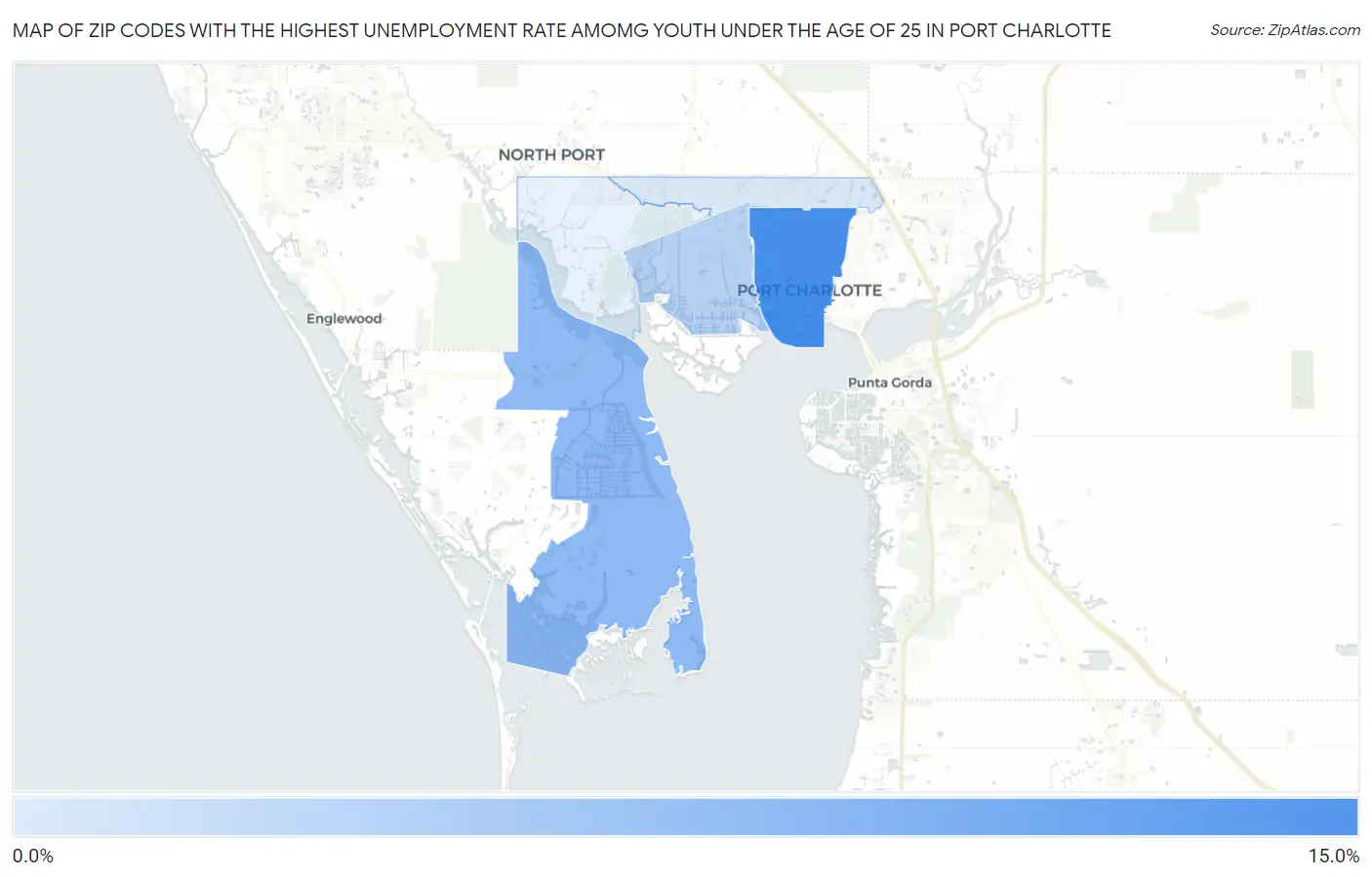 Zip Codes with the Highest Unemployment Rate Amomg Youth Under the Age of 25 in Port Charlotte Map