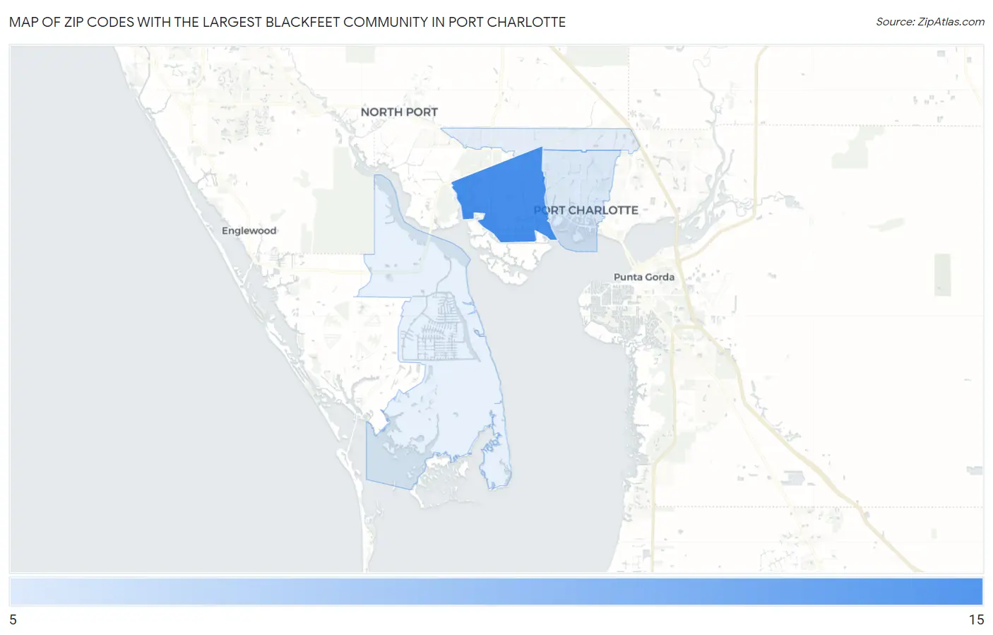 Zip Codes with the Largest Blackfeet Community in Port Charlotte Map