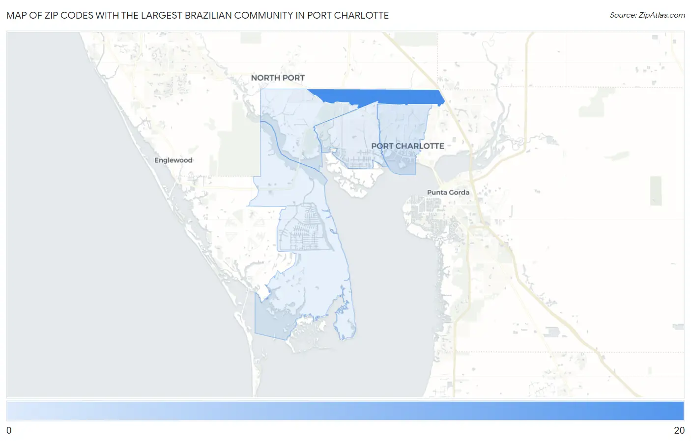 Zip Codes with the Largest Brazilian Community in Port Charlotte Map