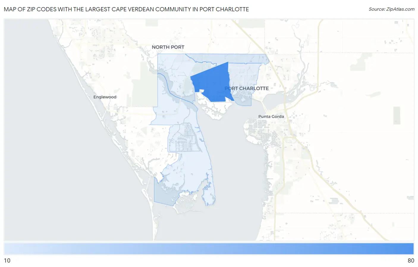 Zip Codes with the Largest Cape Verdean Community in Port Charlotte Map