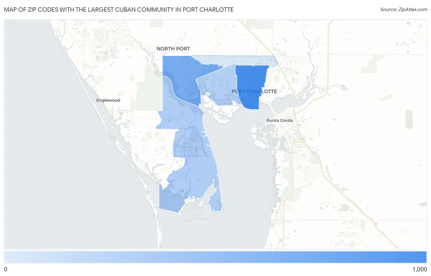 Zip Codes with the Largest Cuban Community in Port Charlotte Map