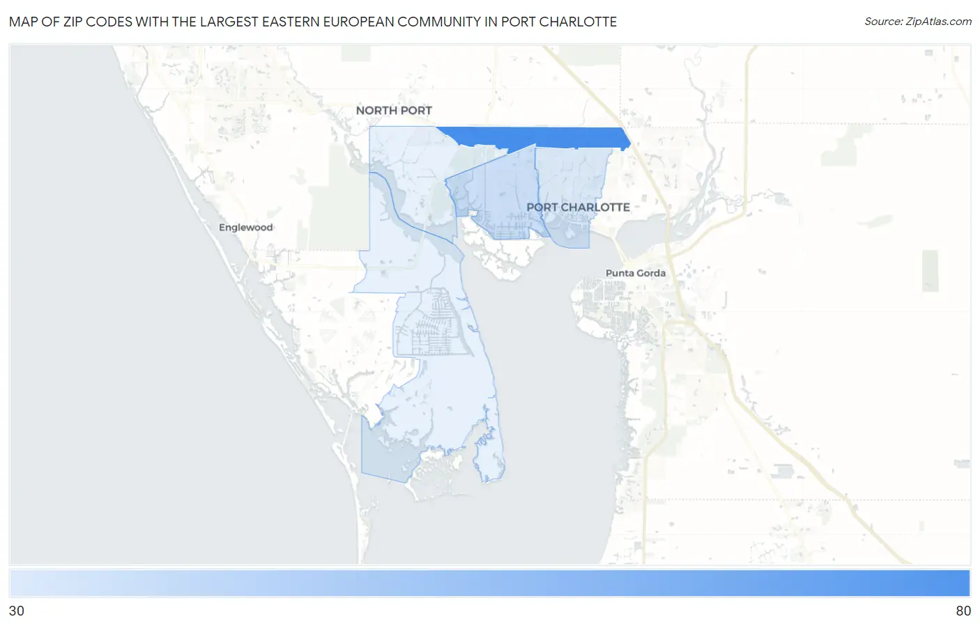 Zip Codes with the Largest Eastern European Community in Port Charlotte Map
