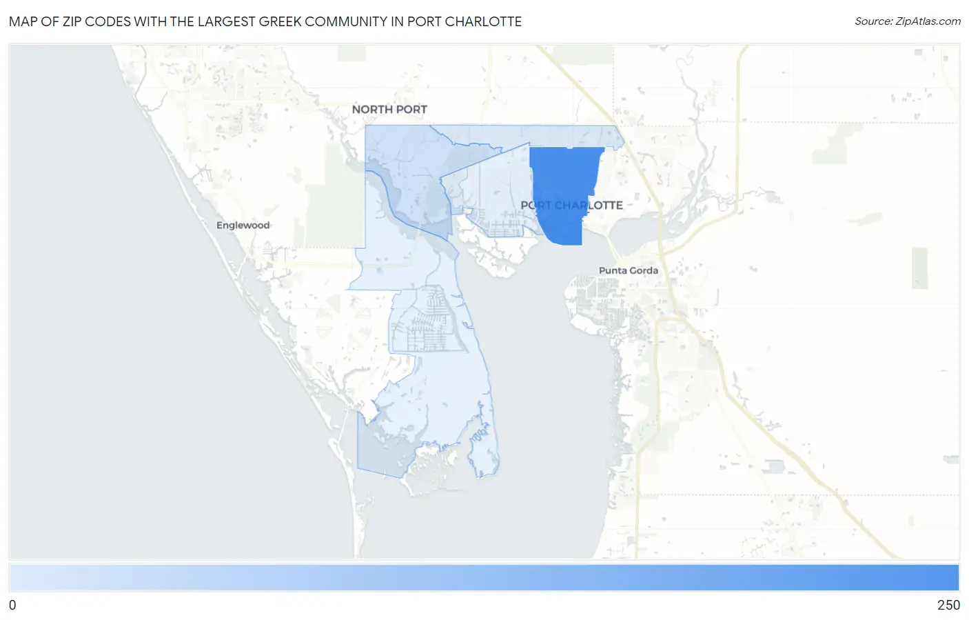 Zip Codes with the Largest Greek Community in Port Charlotte Map