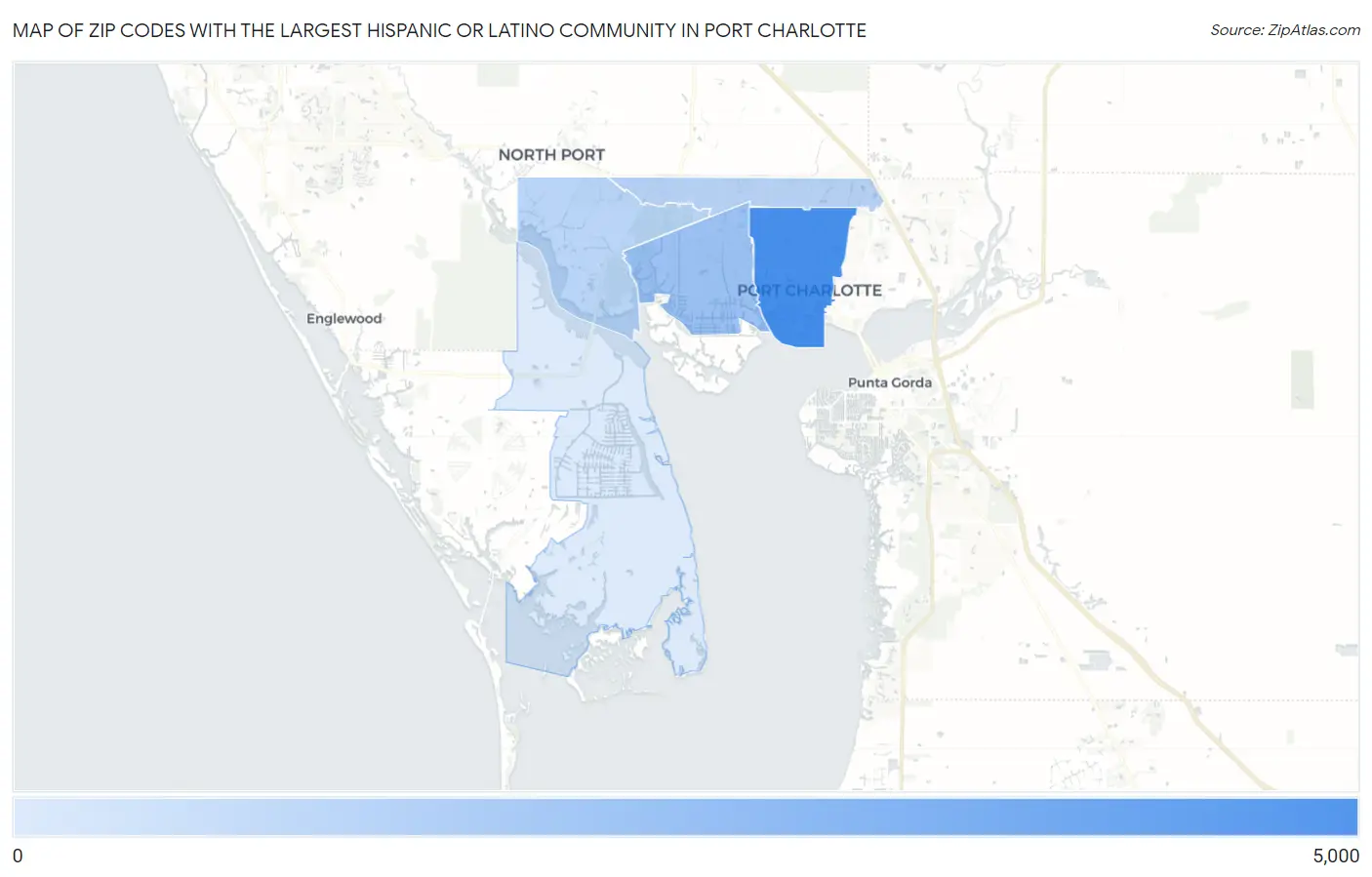 Zip Codes with the Largest Hispanic or Latino Community in Port Charlotte Map
